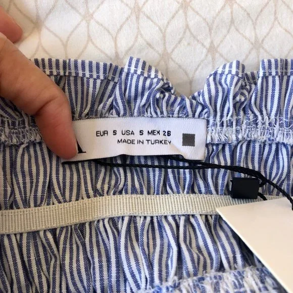 COPY - Zara Striped Shirred Ruffle Trim Backless Cami Dress - Picture 8 of 10